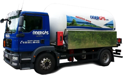 Gastankwagen mit dem Logo Oder Gas