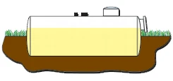 Tankvariante 2 eine Zeichnung von einem Tank der halb in der Erde steht